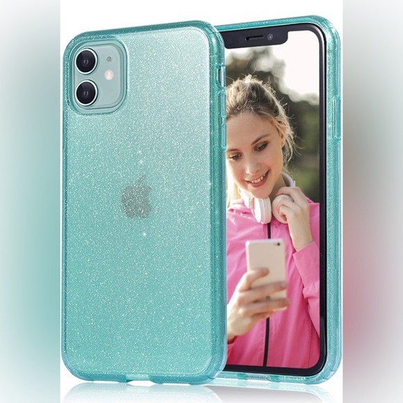 JJGoo iPhone 11 Case, GREEN GLITTER, Flexible Cases for Women Girls (6.1 inch) - Picture 1 of 7